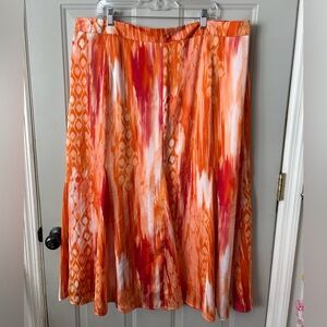 Cato Orange A-Line Printed Skirt